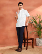White Cotton Mid Placket Shirt