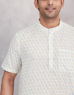 White Cotton Mid Placket Shirt