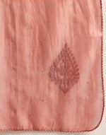 Orange Cotton Silk Chikankari Stole
