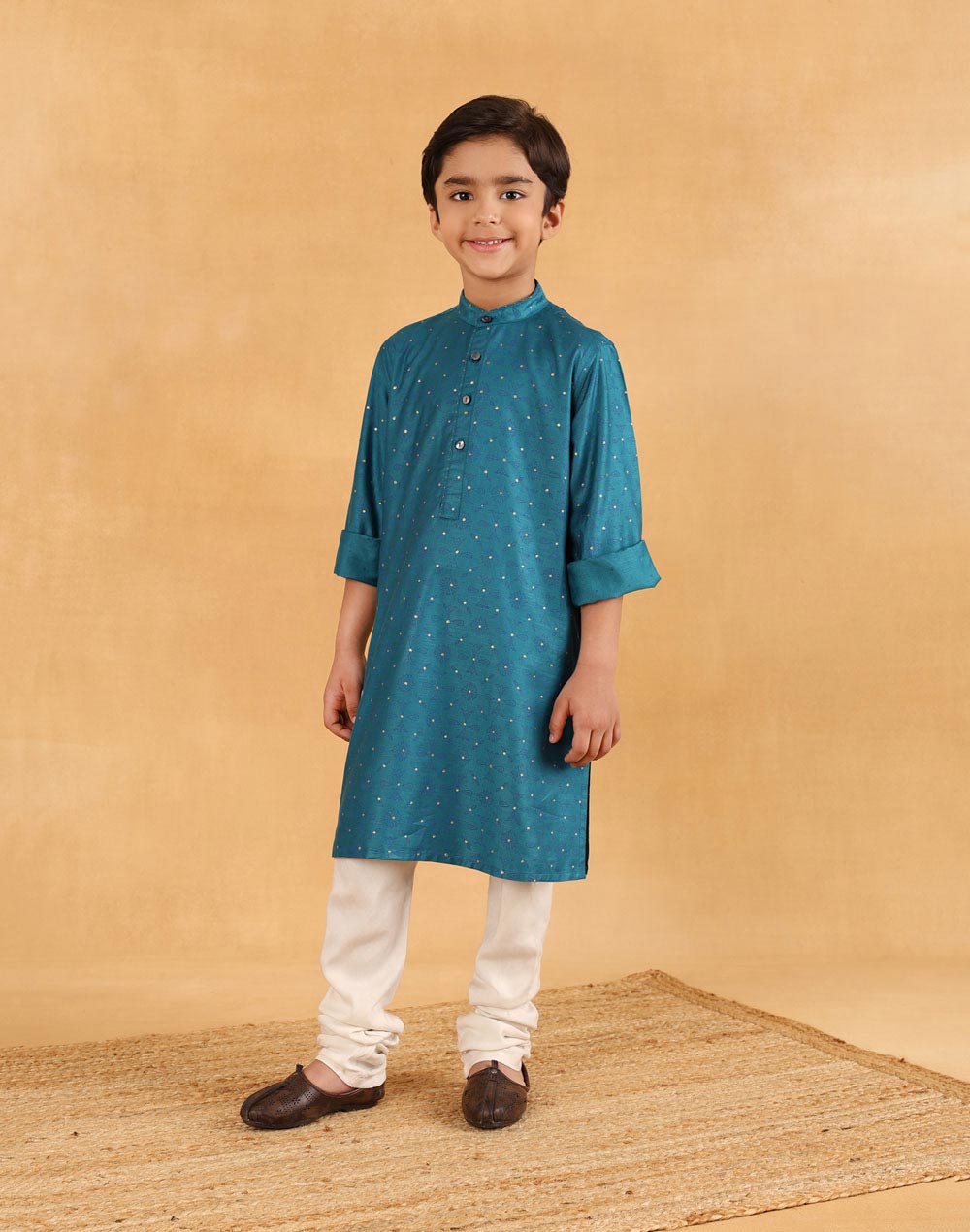 Blue Viscose Blend Hand Block Printed Long Kurta