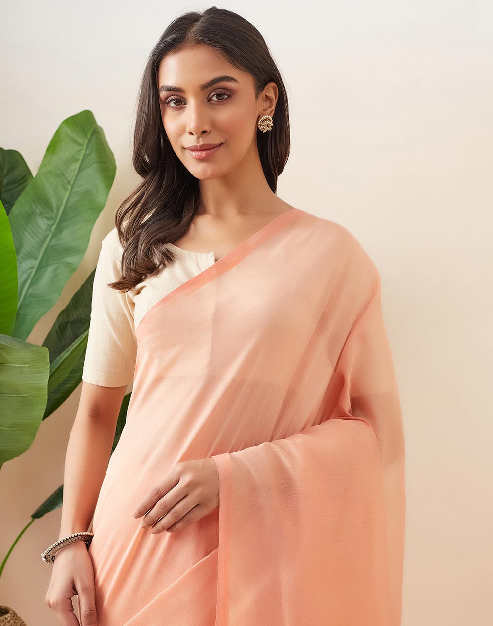 Orange Viscose Silk Hand Woven Wonders Sari
