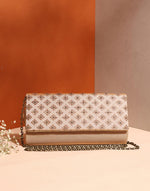 Beige Hand Embroidered Clutch