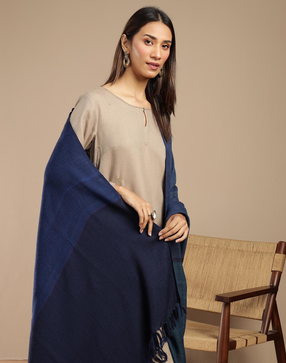 Blue Wool Shawl