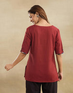Maroon Cotton Short Kurta