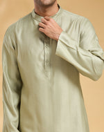 Green Viscose Silk Long Kurta
