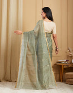 Green Cotton Silk Blend Chanderi Woven Wonders Sari