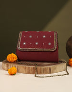 Red Embroidered Clutch