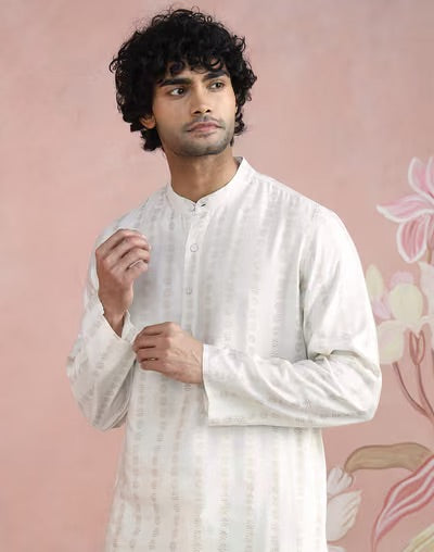 Natural Dobby Long Kurta styled for festive occasions