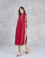 Wool fabric detail on the Red Shawl Wrap
