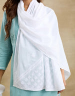 White Cotton Chikankari Stole