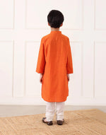 Orange Cotton Hand Block Printed 2pc Kurta Set