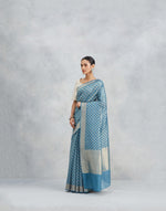 Blue Cotton Silk Blend Banarsi Sari