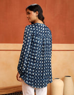 Indigo Rayon Blend Dabu Printed Tunic