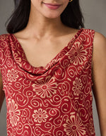 Red Rayon Blend Ajrakh Printed Top