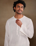 Offwhite Cotton Stripe Long Kurta