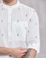 White Cotton Dobby Slim Fit Mid Placket Shirt
