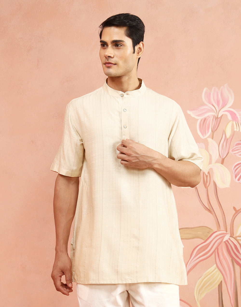 Striped weave detail on the Off-White Stripe Short Kurta