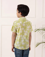 Green Cotton Hand Block Printed Shirt