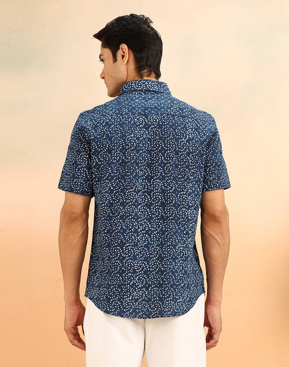 Indigo Cotton Dabu Printed Kai Slim Fit Shirt