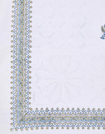 White Sangam Applique Embroidered Cotton Table Cover