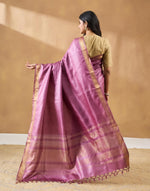 Purple Silk Blend Hand Woven Sari