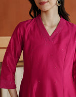 Fuchsia Embroidered Long Kurta styled for festive occasions