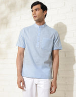 Light Blue Cotton Comfort Fit Mid Placket Shirt