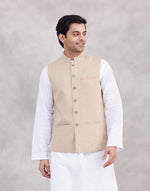 Beige Cotton Nehru Jacket
