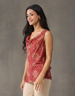 Red Rayon Blend Ajrakh Printed Top