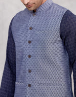 Blue Cotton Gahan Neel Nehru Jacket