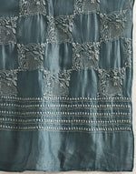Blue Cotton Silk Chikankari Stole