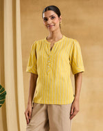 Yellow Cotton Striped Top