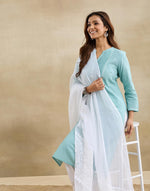 White Cotton Blend Chikankari Dupatta