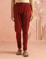 Maroon Cotton Ajrakh Printed Churidar & Kurta