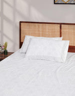 Grey Hand Block Cotton Printed Bed Sheet With 2 Pillow Covers