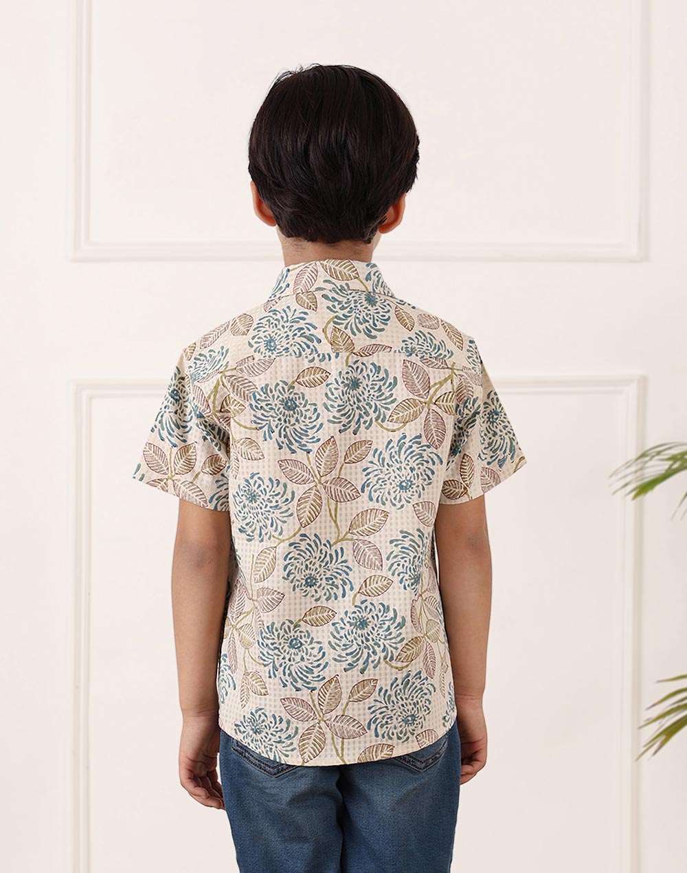 Teal Cotton Hand Block Printed Shirt