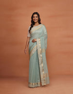 Green Cotton Silk Blend Woven Wonders Maheshwari Sari