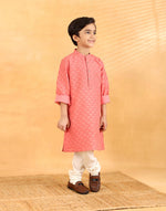 Pink Cotton Silk Blend Long Kurta