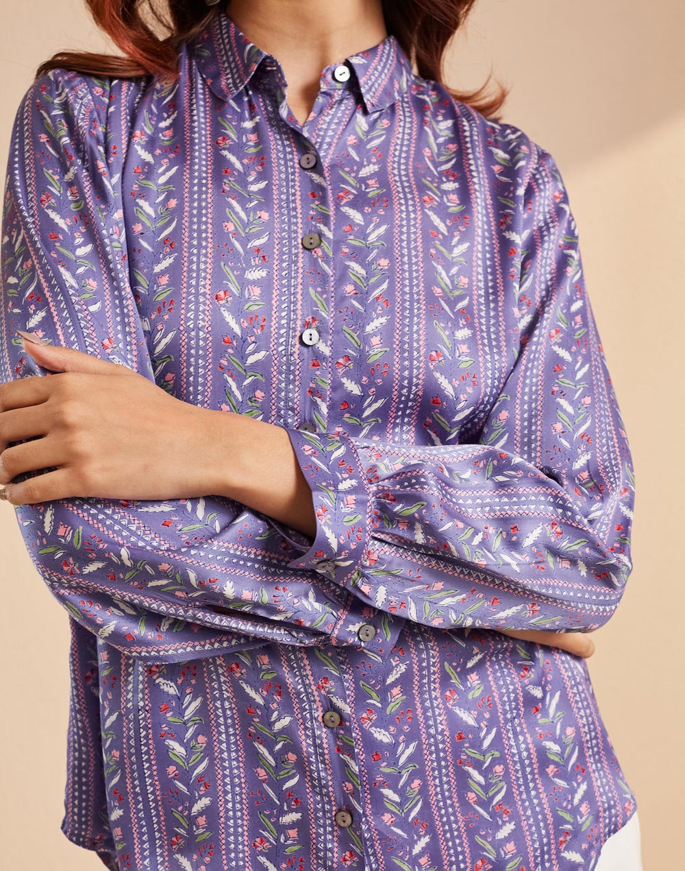 Blue Rayon Blend Hand Block Printed Allure Shirt