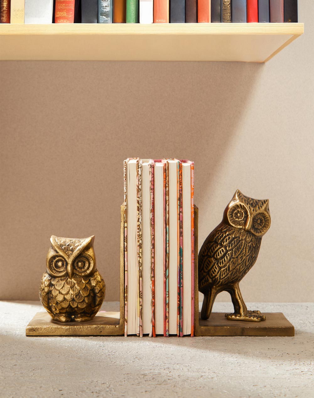 Golden Owl Casted Metal Bookend
