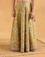 Yellow Cotton Hand Block Printed 3pc Lehenga Set