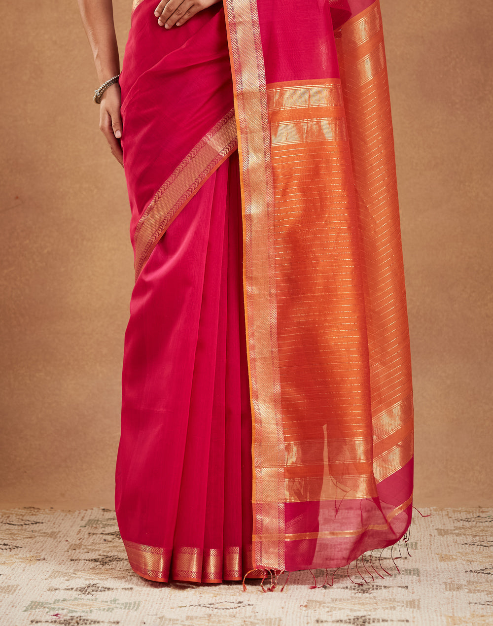 Magenta Cotton Silk Blend Maheshwari Sari