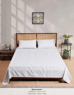 Grey Hand Block Cotton Printed Bed Sheet With 2 Pillow Covers