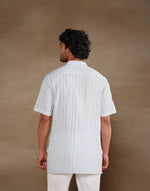 Blue Cotton Stripe Short Kurta
