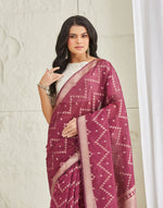 Wine Cotton Silk Blend Banarsi Sari