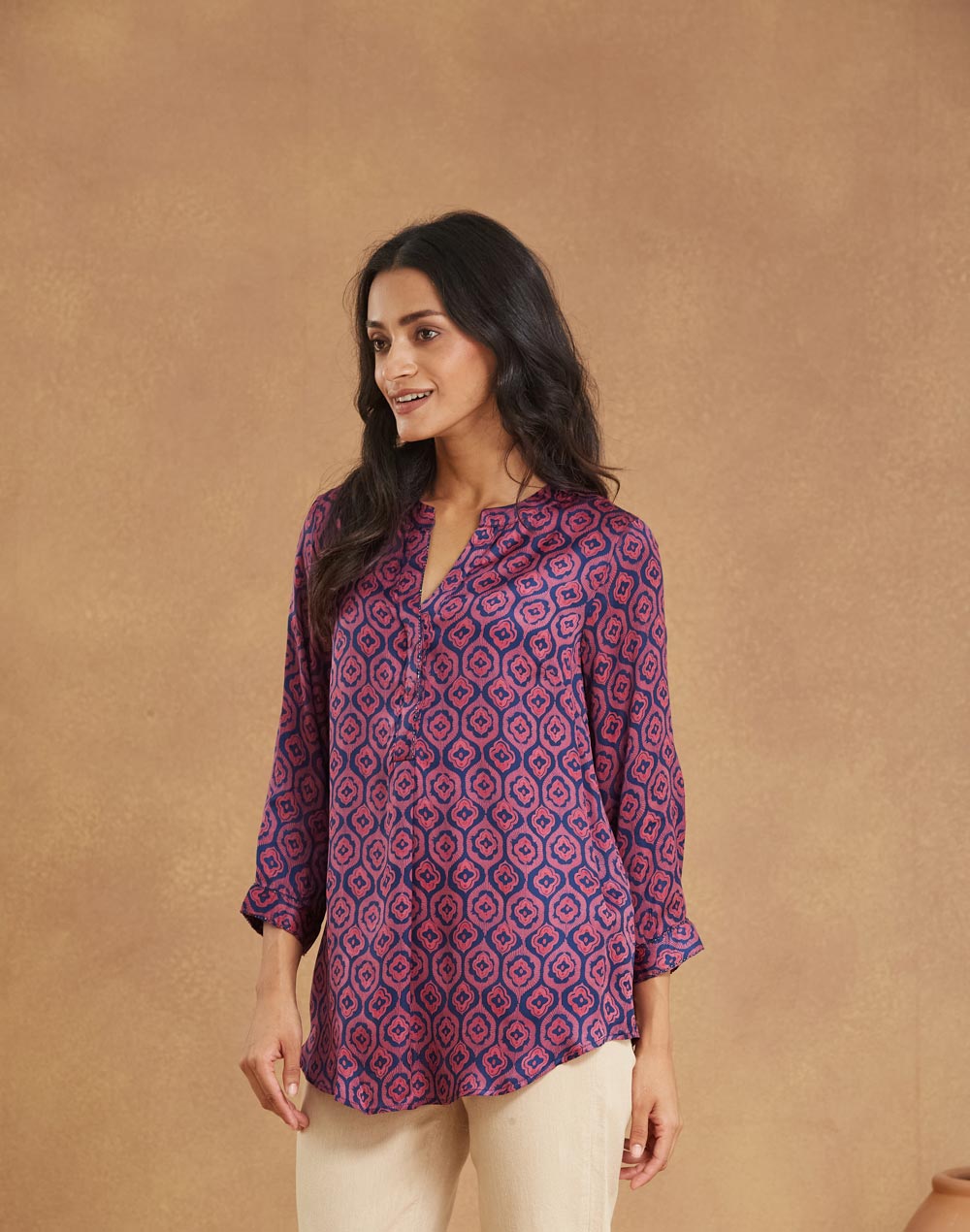 Blue Rayon Blend Tunic