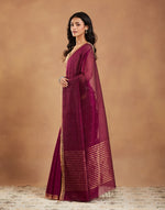 Purple Cotton Silk Blend Chanderi Sari