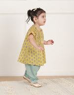 Yellow Cotton Hand Block Printed 2pc Salwar Set
