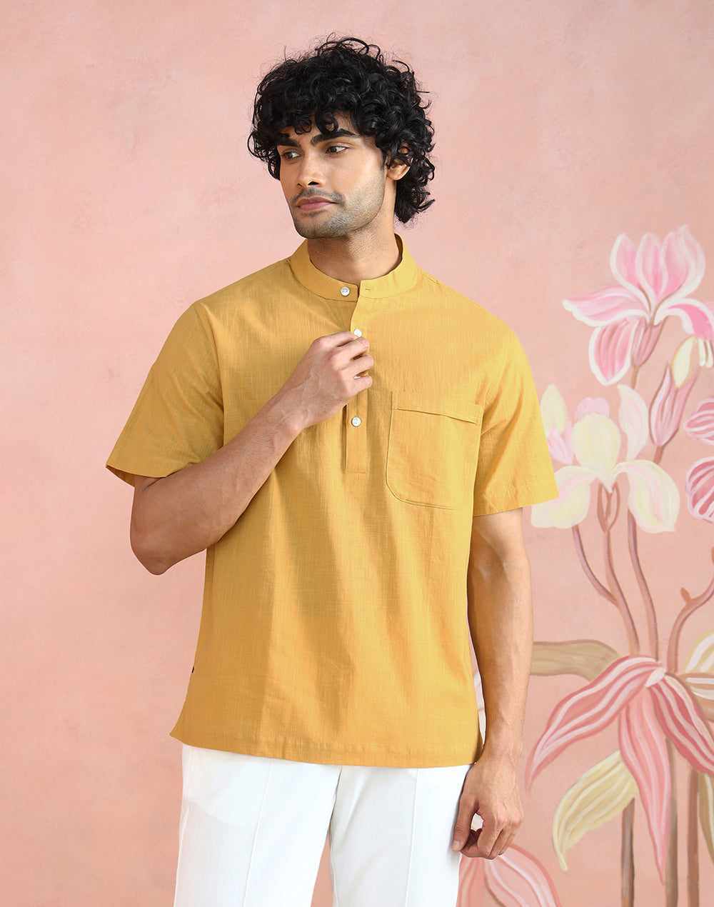 Cotton fabric detail on the Yellow Shirt