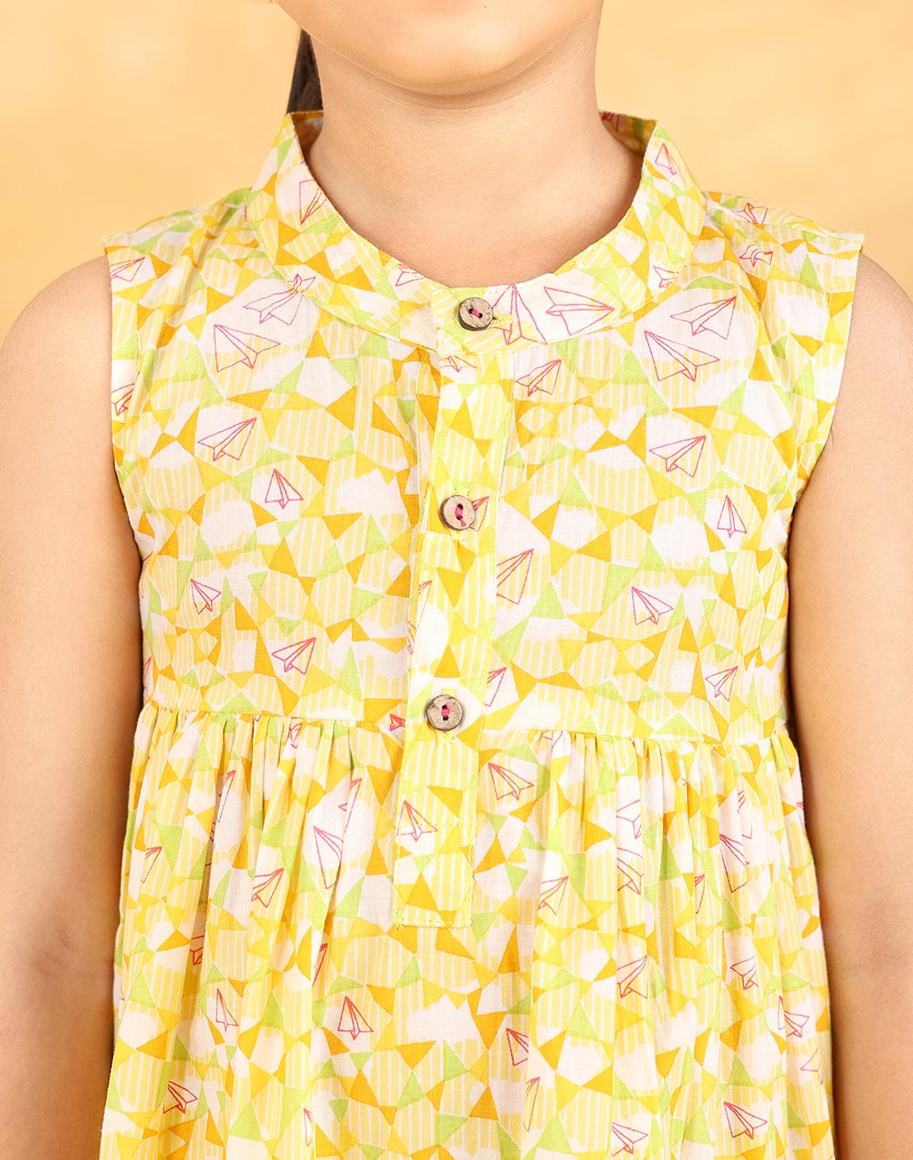 Yellow Cotton Printed Dress